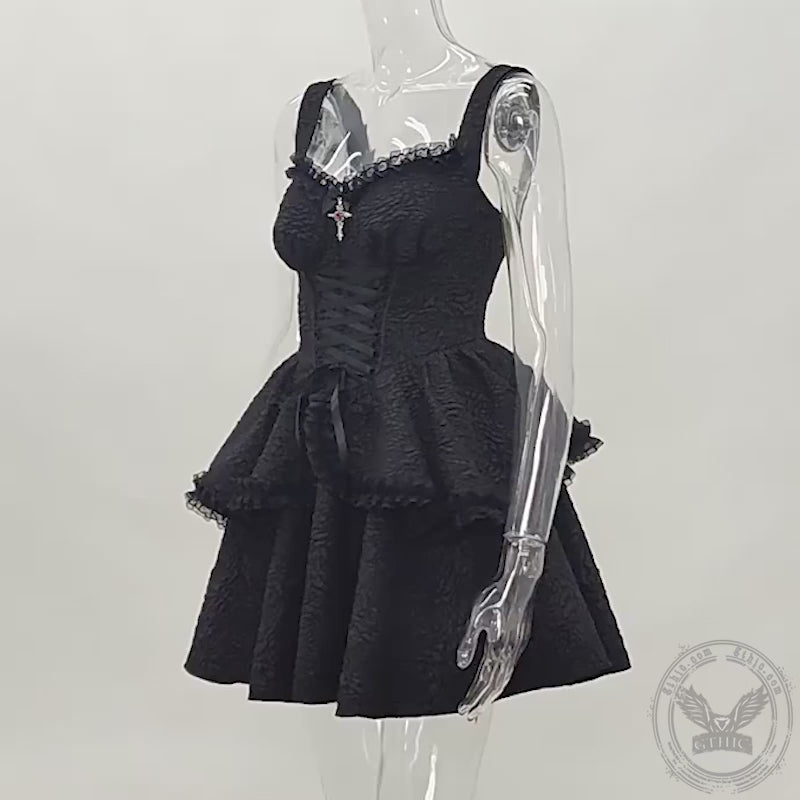 Gothic Double-Layered Polyester Party Dress – GTHIC