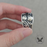 Till Death Do Us Part Skull Gem Sterling Silver Couple Ring