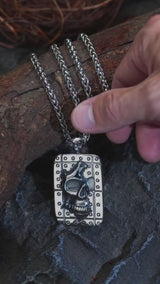 Punk Studded Border Skull Stainless Steel Pendant