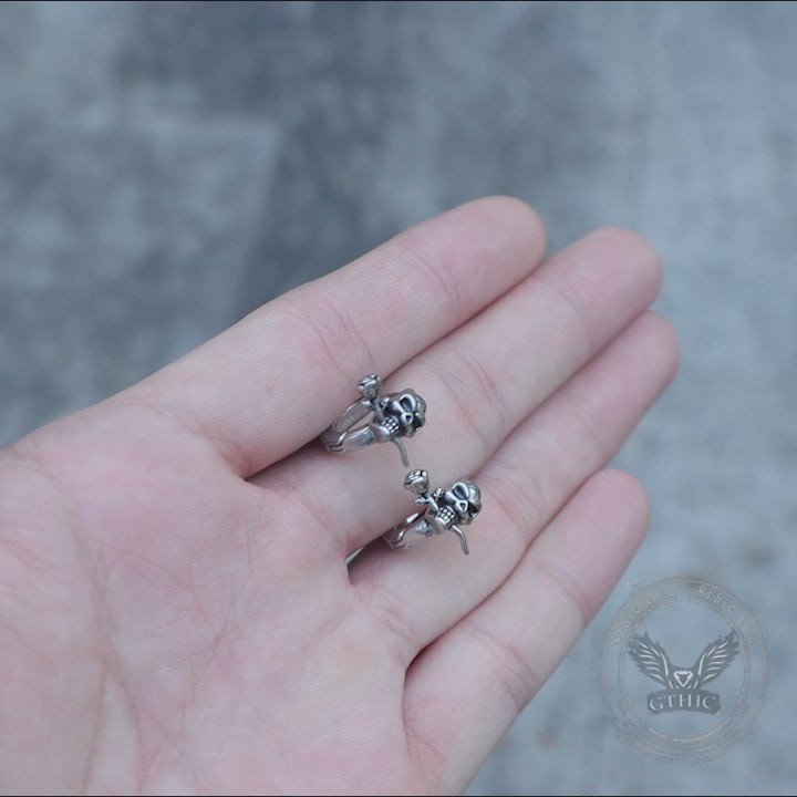 Pendientes de acero inoxidable con calavera de rosa True Love