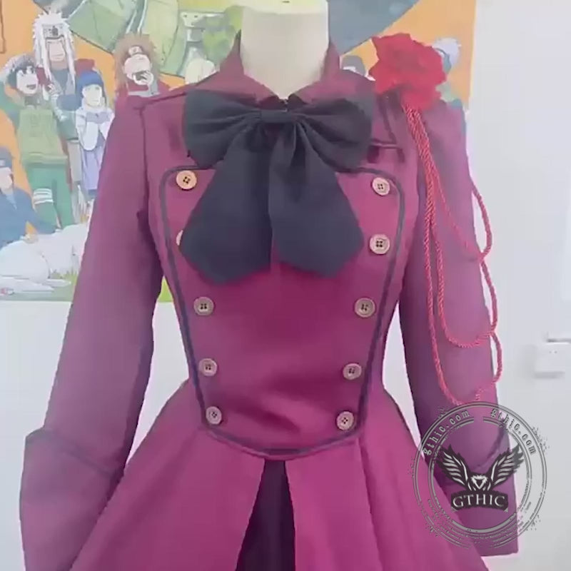 Medieval Retro Gothic Bow Long Sleeve Ruffle Dress