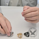 Vintage Shield Cross Diamond Stainless Steel Ring