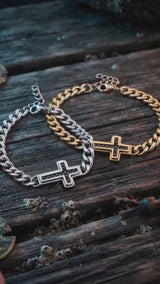 Stylish Cross Cuban Link Stainless Steel Bracelet
