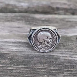 Skull Hobo Nickel Sterling Silver Ring