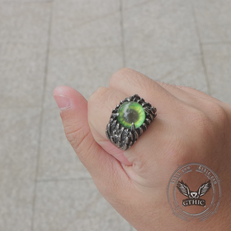 Anillo de acero inoxidable con ojo de pluma