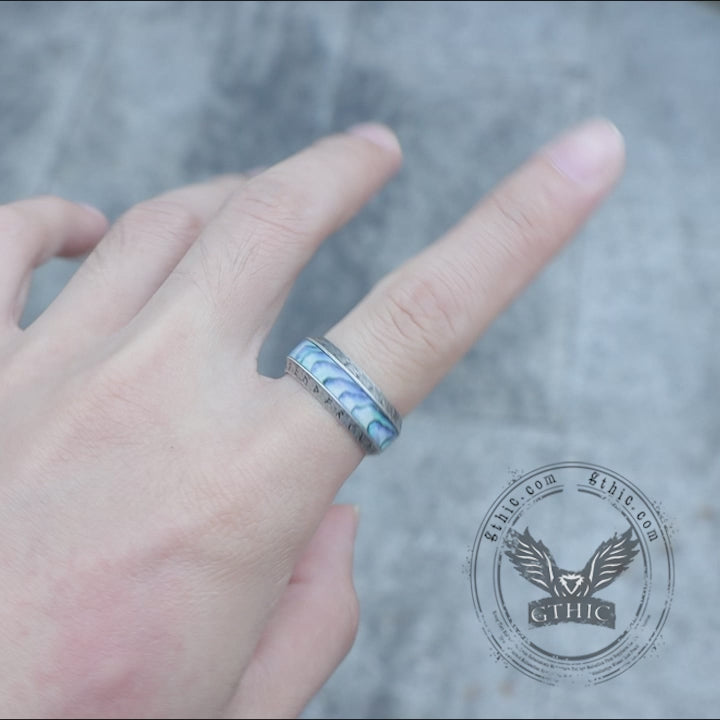Anillo vikingo con concha de acero inoxidable del árbol de la vida