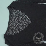 Sexy Black See-Through Lace Bell-Sleeved Top