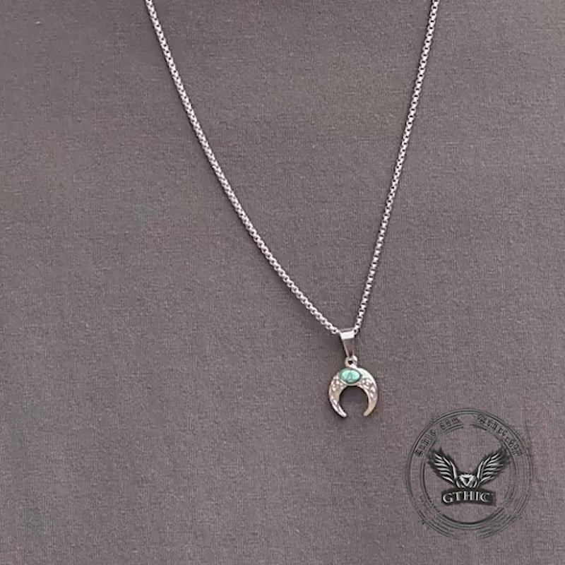 Fashion Turquoise Moon Stainless Steel Pendant