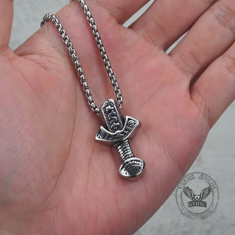 Viking Runes Weapon Stainless Steel Pendant