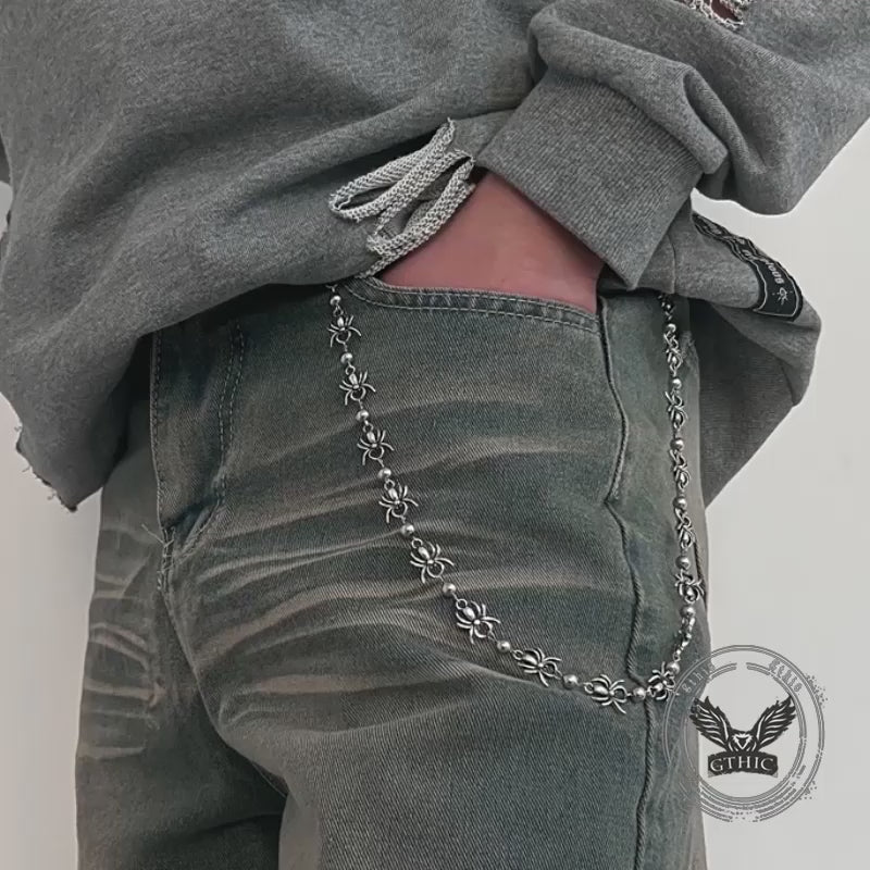 Punk Dark Spider Alloy Biker Pants Chain