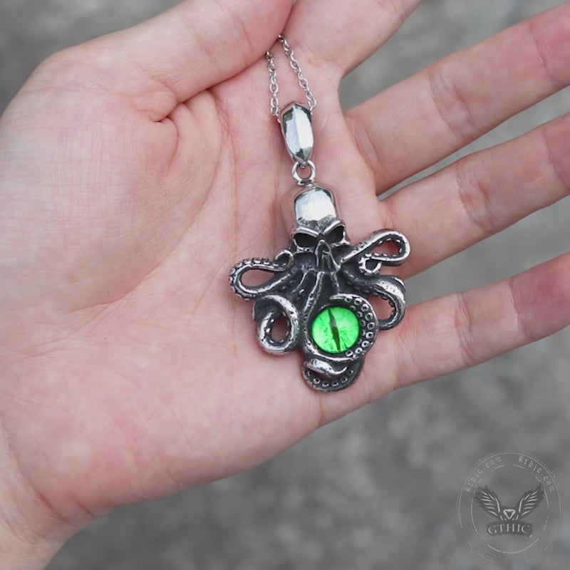 Octopus With Eye Stainless Steel Skull Pendant