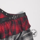 Punk Rivet Slim Fit Irregular Plaid Skirt