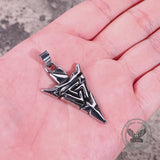 Vintage Odin Triangle Rune Stainless Steel Arrow Pendant
