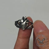 Gothic Skull Hands Holding Heart Sterling Silver Ring