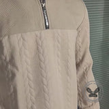 Retro Casual Stand-Collar Jacquard Half-Zip Sweatshirt