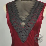 Vintage Gold Velvet Back Lace-Up Sleeveless Dress