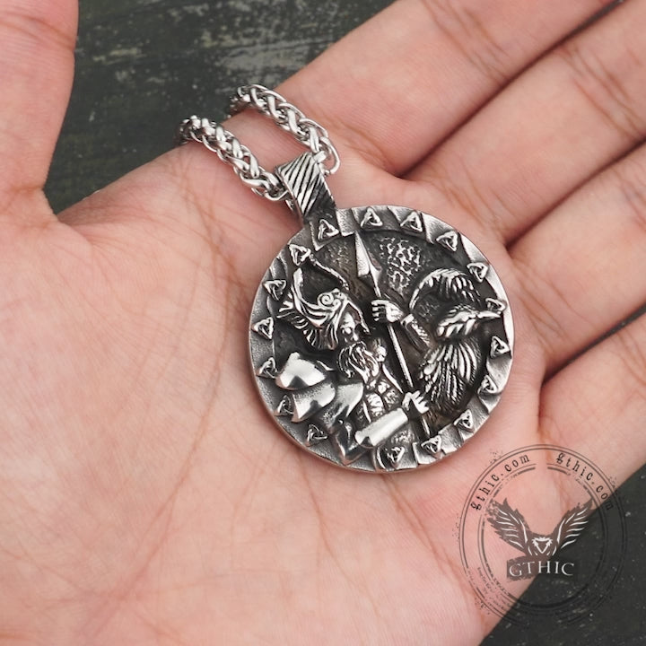 Pendentif Viking en acier inoxydable Tomahawk Odin Raven