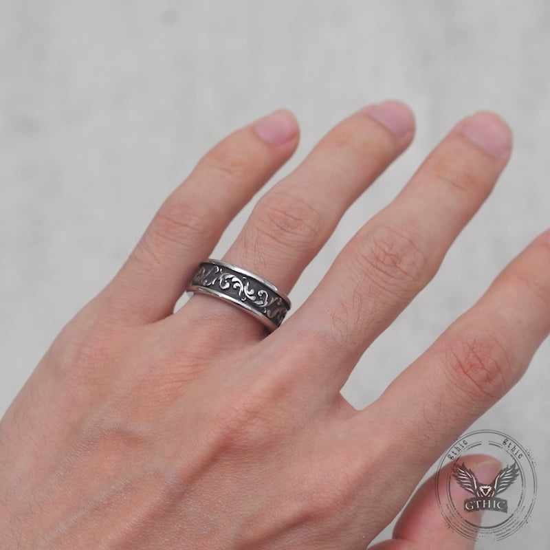 Simple Vine Pattern Stainless Steel Ring