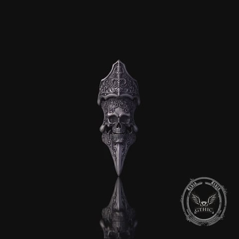 Gothic Skull Patterned Sterling Silver Knuckle Ring