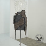 Asymmetrical Patchwork Faux Two-Piece Leather Skirt