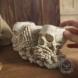 Gothic Three Wise Skulls Resin Vase & Pen Holder