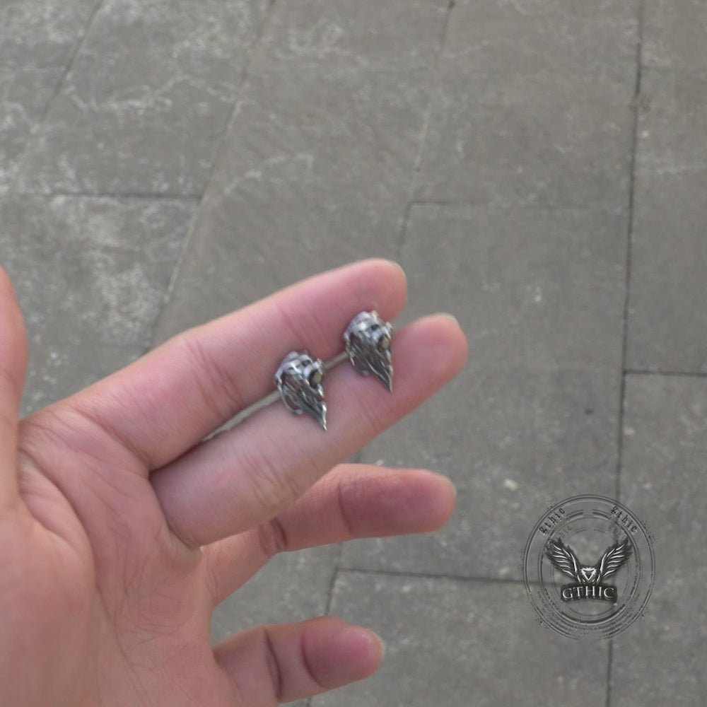 Cheetah Head Gemstone Stainless Steel Stud Earrings