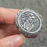 Wooden House Sterling Silver Viking Ring