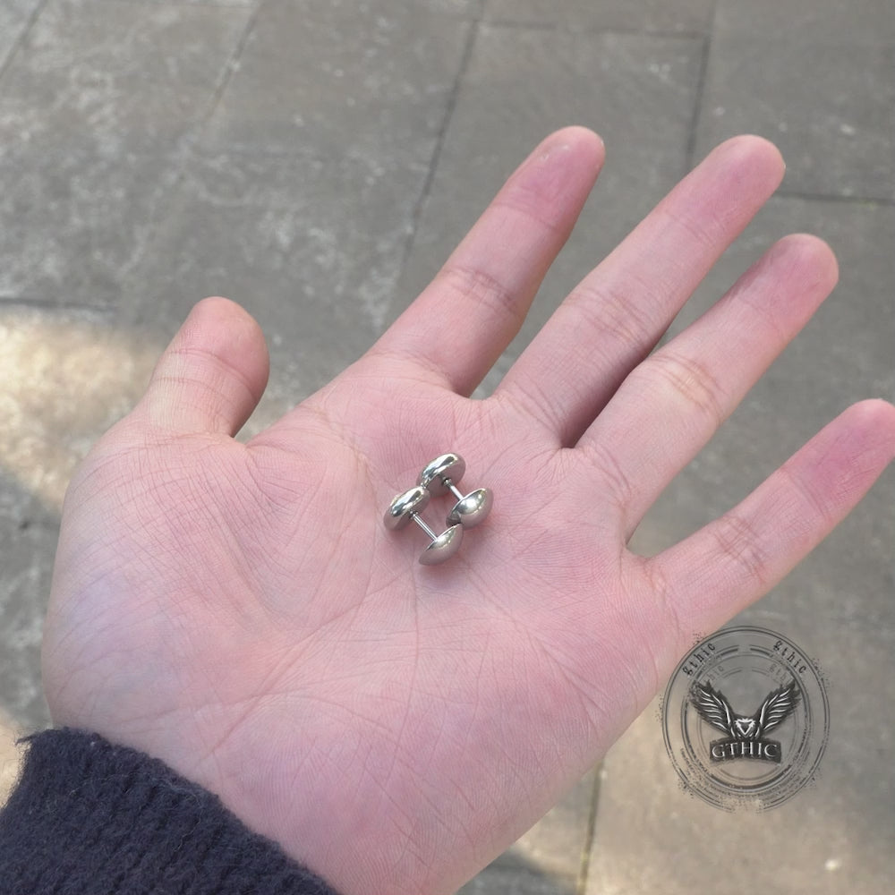 Simple Round Stainless Steel Zircon Stud Earrings