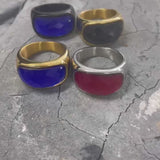 Gem Set Stainless Steel Minimalism Ring