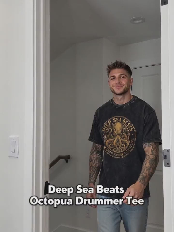 Deep Sea Beats Octopus Drummer Vintage Washed T-shirt