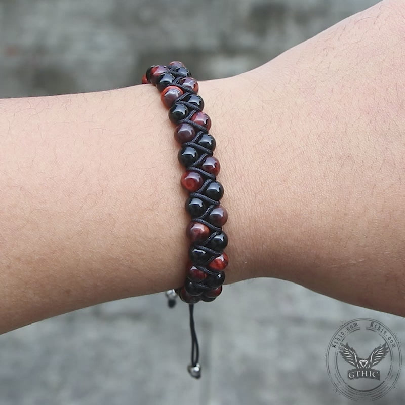 Simple Braided Natural Stone Bead Bracelet