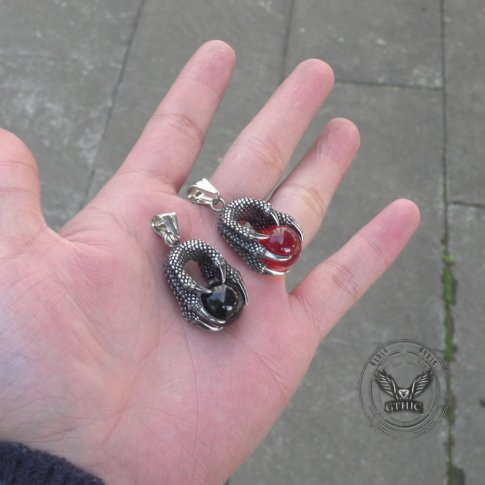 Vintage Dragon Claw Agate Stainless Steel Pendant