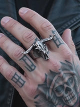 Horn-Satan-Teufel-Totenkopf-Ring aus Edelstahl