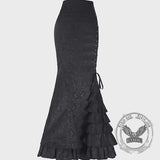 Dark Jacquard Gothic Hip-Wrap Fishtail Maxi Skirt