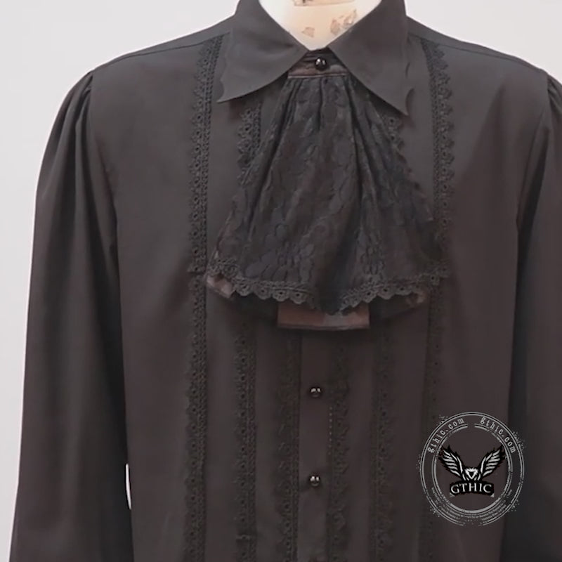 Medieval Victorian Lace Trim Pleated Shirt