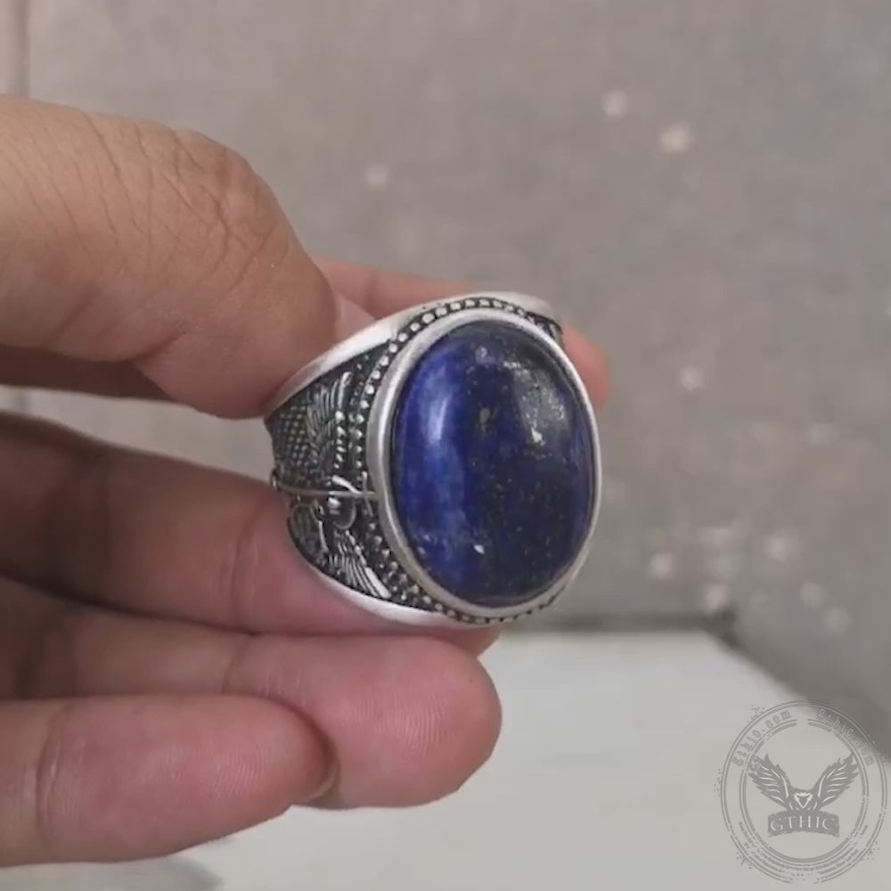 Lapis Lazuli Archangel Michael Sterling Silver Gemstone Ring