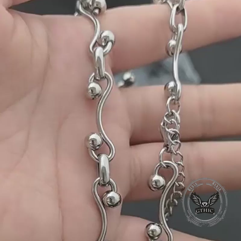 Simple Interlocking Bead Link Stainless Steel Necklace