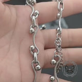 Simple Interlocking Bead Link Stainless Steel Necklace