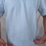 Casual Breathable Jacquard Polo Shirt Shorts Set