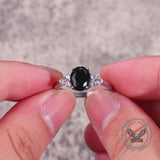 Simple Gemstone-Set Stainless Steel Palace Ring