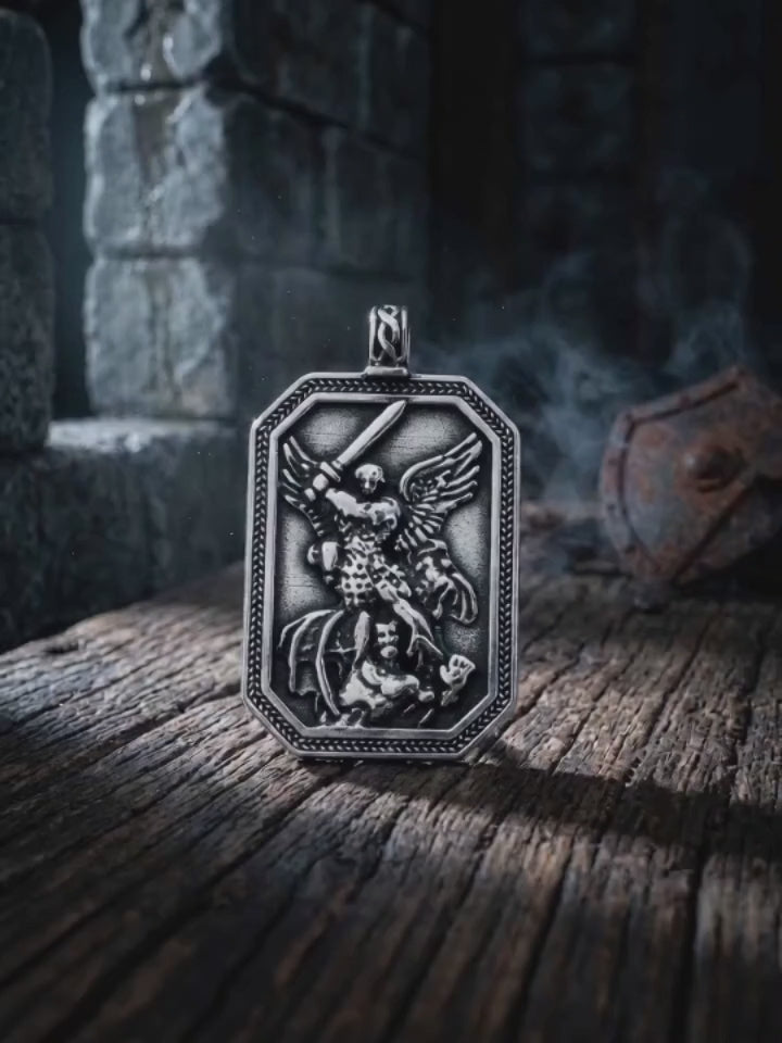 Vintage Guardian Angel Stainless Steel Pendant