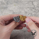 Vintage St. Michael Archangel Stainless Steel Hollow Ring