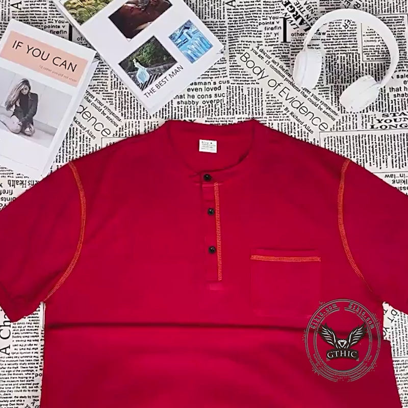 American Casual Quick Dry Button Henley Polo Shirt