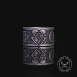 Forever More Wings Hourglass Moon Sterling Silver Skull Ring