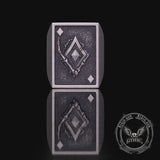 Vintage Square Skull Playing Card Sterling Silver Ring