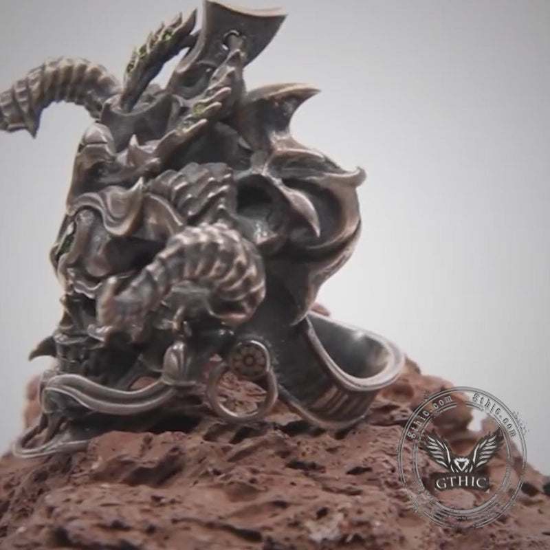 Bague tête de mort en argent sterling Geisha japonaise