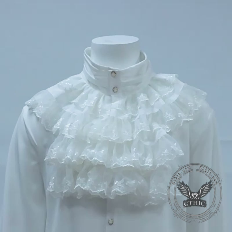 Gothic Ruffled Stand Collar Long-Sleeved Shirt