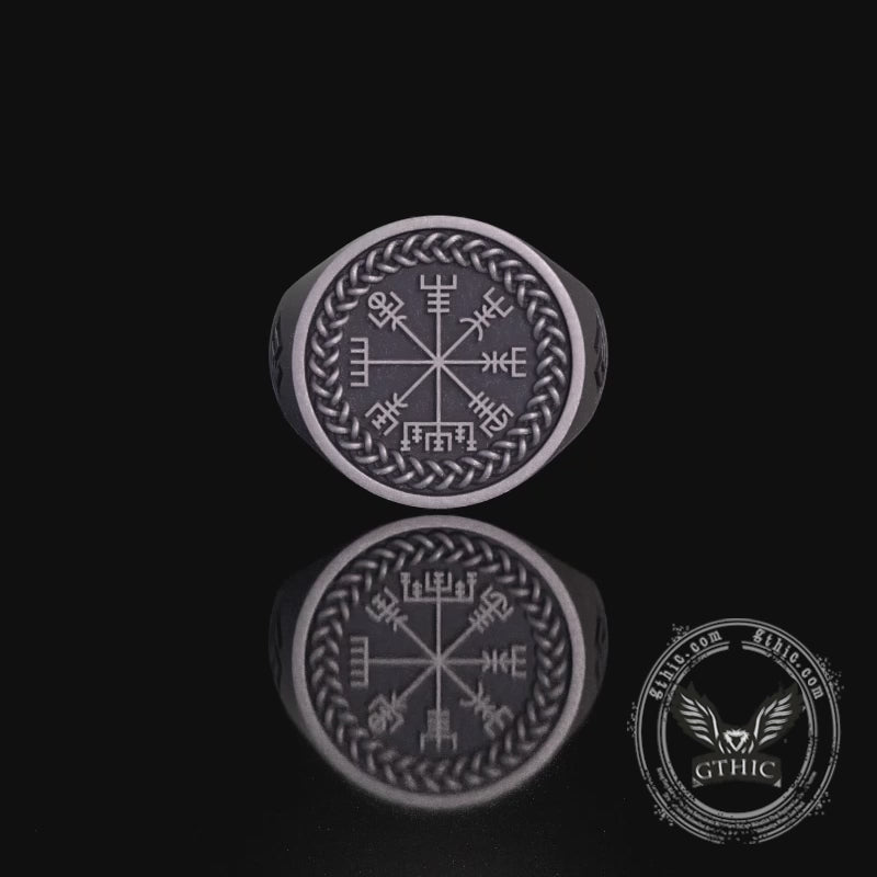 Helm of Awe Valknut Sterling Silver Viking Ring