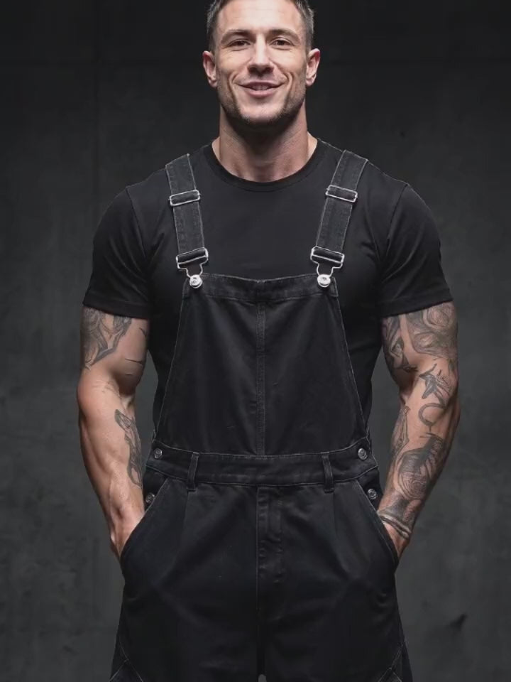 American Retro Wide Leg Large Pocket Cargo Overalls