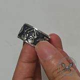 Forever More Wings Hourglass Moon Sterling Silver Skull Ring